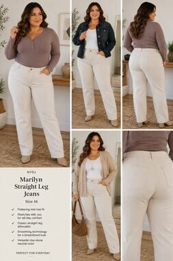 NYDJ NOT YOUR DAUGHTER'S JEANS 16 Marilyn Straight Leg Jeans New Clay stone